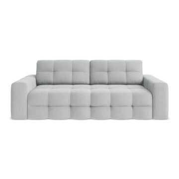 Canapea gri deschis extensibilă cu tapițerie din țesătură bouclé 255 cm Milu – Makamii