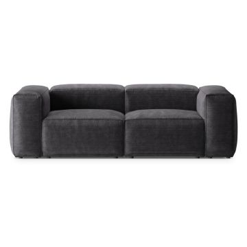 Canapea gri închis cu tapițerie din catifea reiată 224 cm Bergano – Cosmopolitan Design