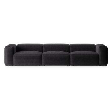 Canapea gri închis cu tapițerie din catifea reiată 364 cm Bergano – Cosmopolitan Design