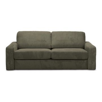 Canapea kaki extensibilă cu tapițerie din catifea reiată 195 cm Nona – Makamii