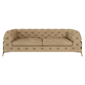 Canapea maro deschis cu tapițerie din catifea 225 cm Chelsea Bis – Ropez