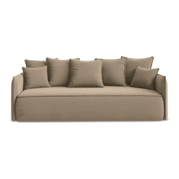 Canapea maro deschis extensibilă/cu spațiu de depozitare cu tapițerie din catifea 225 cm Hula – Makamii