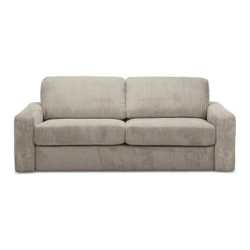 Canapea maro deschis extensibilă cu tapițerie din catifea reiată 195 cm Nona – Makamii