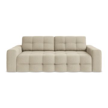 Canapea maro deschis extensibilă cu tapițerie din țesătură bouclé 255 cm Milu – Makamii