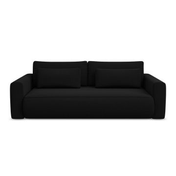 Canapea neagră extensibilă/cu spațiu de depozitare cu tapițerie din catifea 238 cm Kapua – Makamii