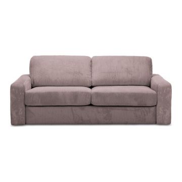 Canapea roz prăfuit extensibilă cu tapițerie din catifea reiată 195 cm Nona – Makamii