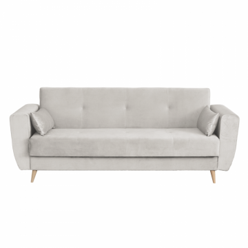 Canapea SIENA I extensibila, 3 locuri, cu arcuri si lada depozitare, bej deschis, 225x85x95 cm