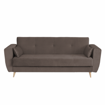 Canapea SIENA I extensibila, 3 locuri, cu arcuri si lada depozitare, maro, 225x85x95 cm
