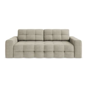 Canapea taupe extensibilă cu tapițerie din țesătură bouclé 255 cm Milu – Makamii
