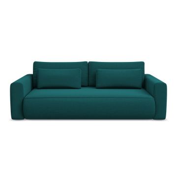 Canapea turcoaz extensibilă/cu spațiu de depozitare cu tapițerie din catifea 238 cm Kapua – Makamii