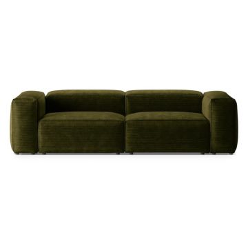 Canapea verde cu tapițerie din catifea reiată 264 cm Bergano – Cosmopolitan Design