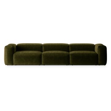Canapea verde cu tapițerie din catifea reiată 364 cm Bergano – Cosmopolitan Design