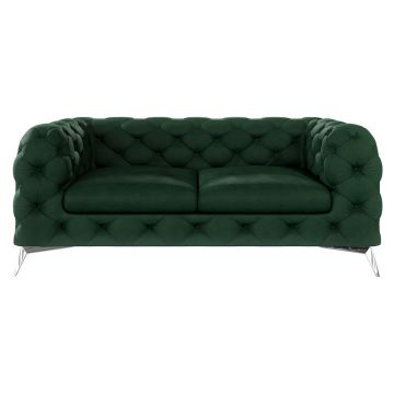 Canapea verde-închis cu tapițerie din catifea 185 cm Chelsea – Ropez