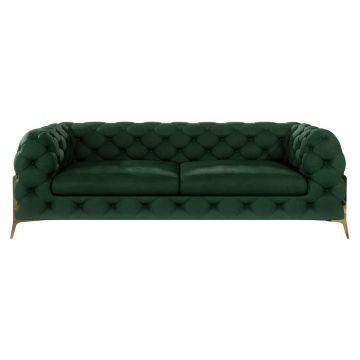 Canapea verde-închis cu tapițerie din catifea 225 cm Chelsea Bis – Ropez