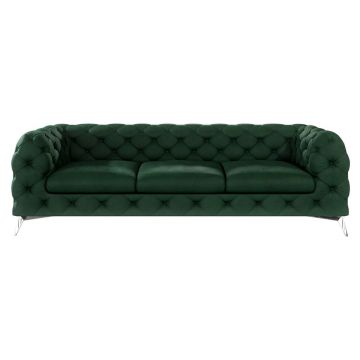 Canapea verde-închis cu tapițerie din catifea 243 cm Chelsea – Ropez