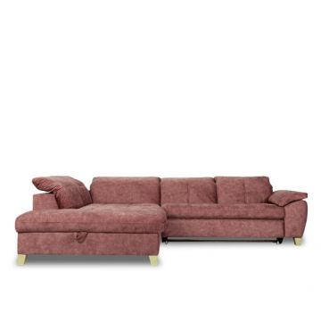 Coltar Cu Otoman Mare Sevilia Lux, Stanga, 5 Locuri, Roz Prafuit Inchis, 300 x 234 Cm