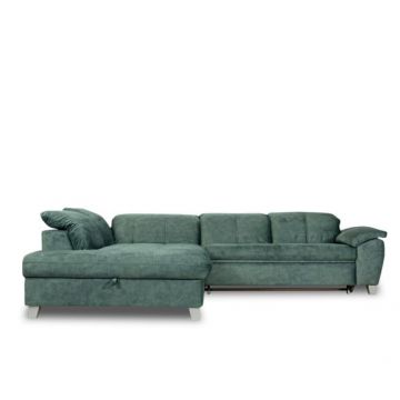 Coltar Cu Otoman Mare Sevilia Lux, Stanga, Cu Lada, 5 Locuri, Verde Petrol, 300 x 234 Cm