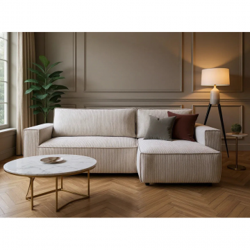 Coltar extensibil Capri interschimbabil cu lada de depozitare, Bej - Gri, 275x145x85 cm