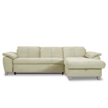 Coltar Extensibil Cu Insula Dreapta Sevilia Lux, Lada Depozitare, 5 Locuri, Tetiere Reglabile, Crem, 272 Cm