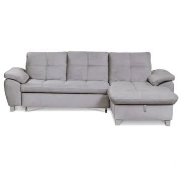 Coltar Extensibil Cu Insula Dreapta Sevilia Lux, Lada Depozitare, 5 Locuri, Tetiere Reglabile, Monolith 84, Gri, 272 Cm