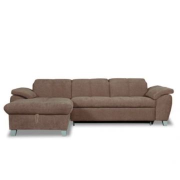 Coltar Extensibil Cu Insula Stanga Sevilia Lux, Lada Depozitare, 5 Locuri, Tetiere Reglabile, Seal 20, Maro, 272 Cm