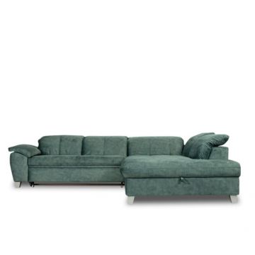 Coltar Extensibil Cu Otoman Mare Sevilia Lux, Cu Lada, Dreapta, 5 Locuri, Verde Petrol, 300 x 234 Cm