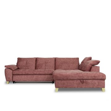 Coltar Extensibil Cu Otoman Mare Sevilia Lux, Dreapta, 5 Locuri, Roz Prafuit Inchis, 300 x 234 Cm