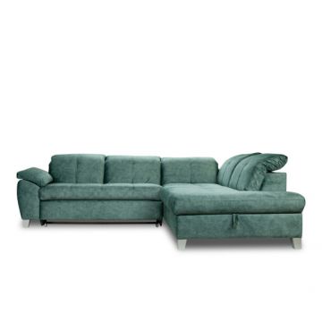 Coltar Extensibil Cu Otoman Mic Stanga Sevilia Lux, 5 Locuri, Tetiere Reglabile, Verde Petrol, 280 Cm
