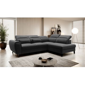 Coltar extensibil dreapta 4 locuri ELTAP, RT-10FL, Noble, 255x201x100 cm, lemn/poliester, negru