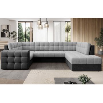 Coltar extensibil dreapta 5 locuri ELTAP, RT-84MO-97MO, Blewett, 299x198x82 cm, lemn/poliester, gri deschis/gri inchis