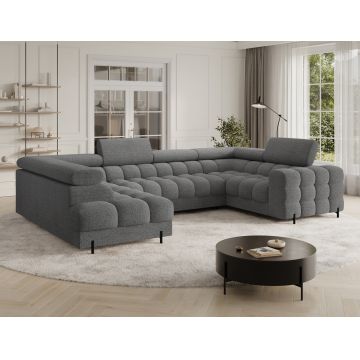 Coltar extensibil stanga 3 locuri ELTAP, LT-03ROY, Fectory, 346x205x93 cm, lemn/poliester, gri