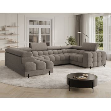 Coltar extensibil stanga 3 locuri ELTAP, LT-20ROY, Fectory, 346x205x93 cm, lemn/poliester, maro