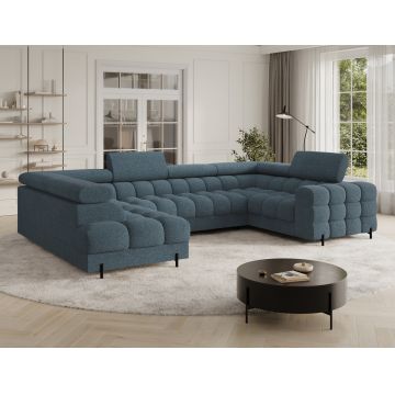 Coltar extensibil stanga 3 locuri ELTAP, LT-40JAF, Fectory, 346x205x93 cm, lemn/poliester, albastru