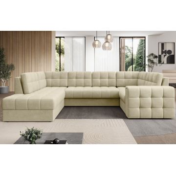 Coltar extensibil stanga 5 locuri ELTAP, LT-04MO, Blewett, 299x198x82 cm, lemn/poliester, bej
