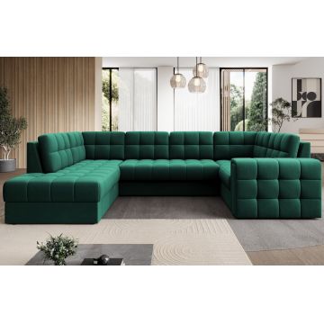 Coltar extensibil stanga 5 locuri ELTAP, LT-35LU, Blewett, 299x198x82 cm, lemn/poliester, verde inchis