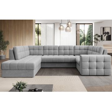 Coltar extensibil stanga 5 locuri ELTAP, LT-85MO, Blewett, 299x198x82 cm, lemn/poliester, gri deschis