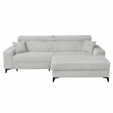 Coltar FLORIDA ONE T extensibil, cu arcuri si lada depozitare, colt dreapta, gri deschis, 280x175x95 cm