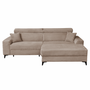 Coltar FLORIDA ONE T extensibil, cu arcuri si lada depozitare, colt dreapta, maro, 280x175x95 cm