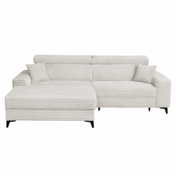 Coltar FLORIDA ONE T extensibil, cu arcuri si lada depozitare, colt stanga, bej, 280x175x95 cm