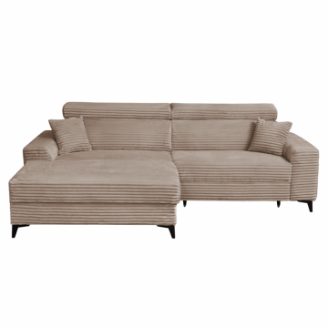 Coltar FLORIDA ONE T extensibil, cu arcuri si lada depozitare, colt stanga, maro, 280x175x95 cm