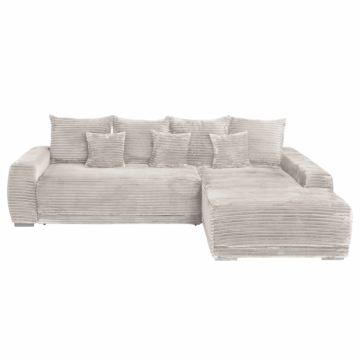 Coltar MARIBO T extensibil, cu arcuri si lada depozitare, colt dreapta, bej, 280x204x92 cm