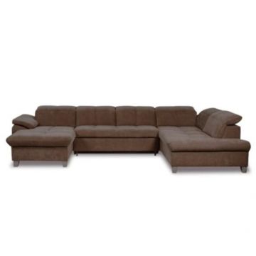 Coltar U Extensibil Sevilia Lux, Dreapta, 6 Locuri, Tetiere Reglabile, Maro, 355 Cm