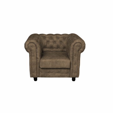 Fotoliu CHESTERFIELD cu arcuri, maro deschis, 105x90x80 cm