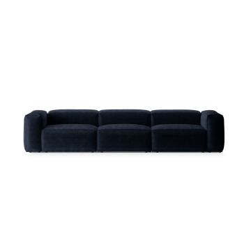 Canapea 4 locuri, Bergamo, Cosmopolitan Design, 364x108x70 cm, catifea chenille raiata, albastru navy