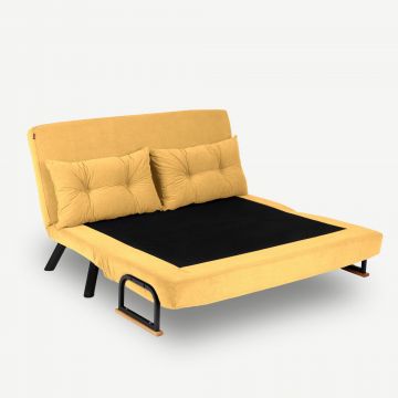 Canapea extensibila 2 locuri, Atelier Del Sofa, metal, poliester, mustar, 175x133 cm