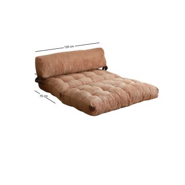 Canapea extensibila 2 locuri, Hanah Home, catifea, camel, 120x79x75 cm
