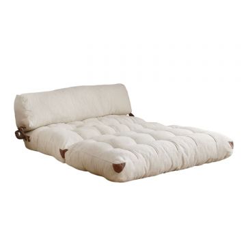Canapea extensibila 2 locuri, Hanah Home, teddy, crem, 120x79x75 cm