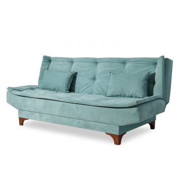 Canapea extensibila 3 locuri, Atelier Del Sofa, lemn de pin, verde marin, 190x85x90 cm