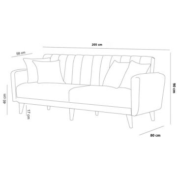 Canapea extensibila 3 locuri, Hanah Home, in, verde, 210x80x90 cm