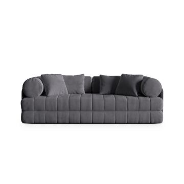 Canapea extensibila 3 locuri, Kemi, Cosmopolitan Design, 206x95x70 cm, catifea, gri inchis